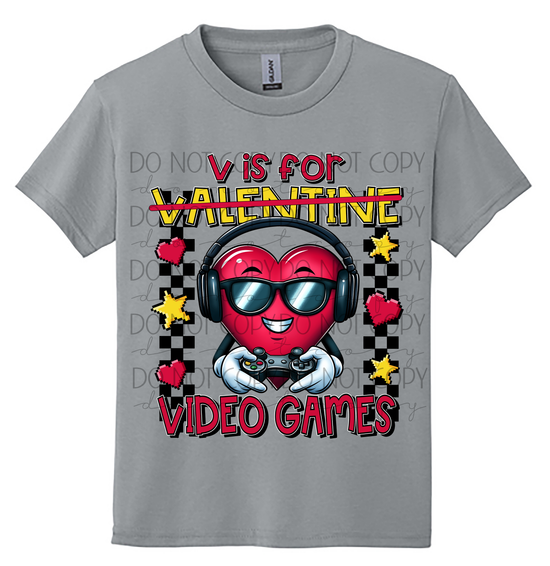 Youth V Is for Video Games Valentine Shirt