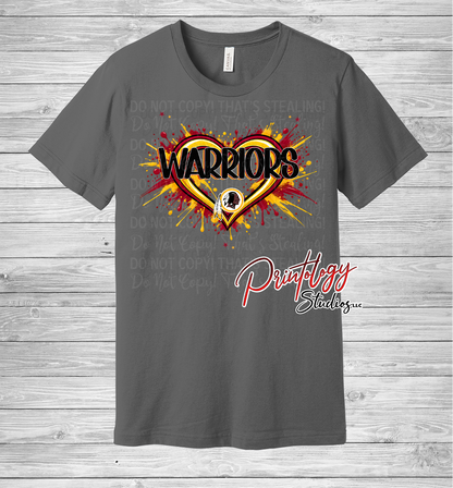 Warriors Splatter Heart Tee