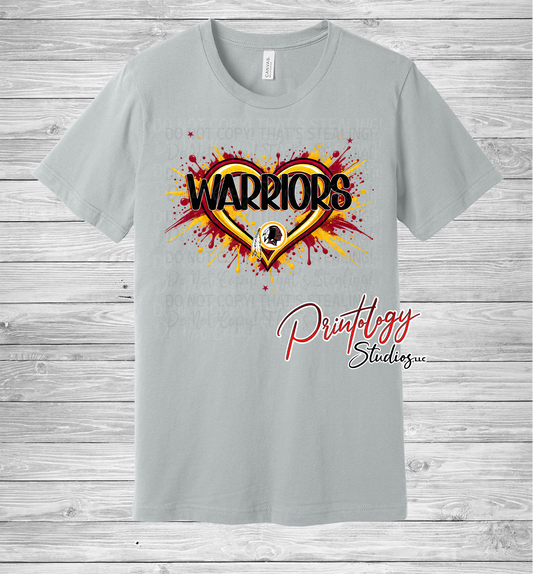 Warriors Splatter Heart Tee