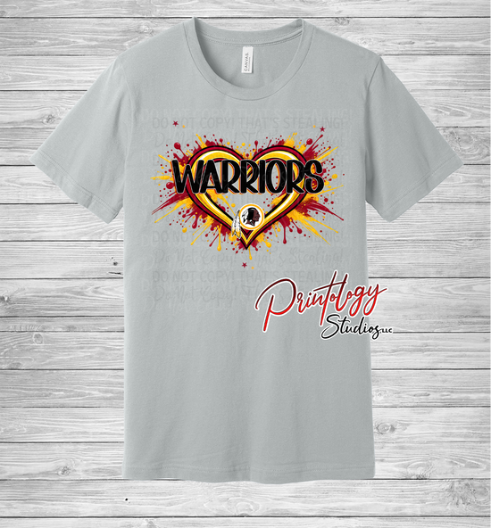 Warriors Splatter Heart Tee