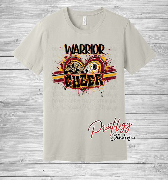 Warriors Splatter Heart & Stripes Cheer Tee