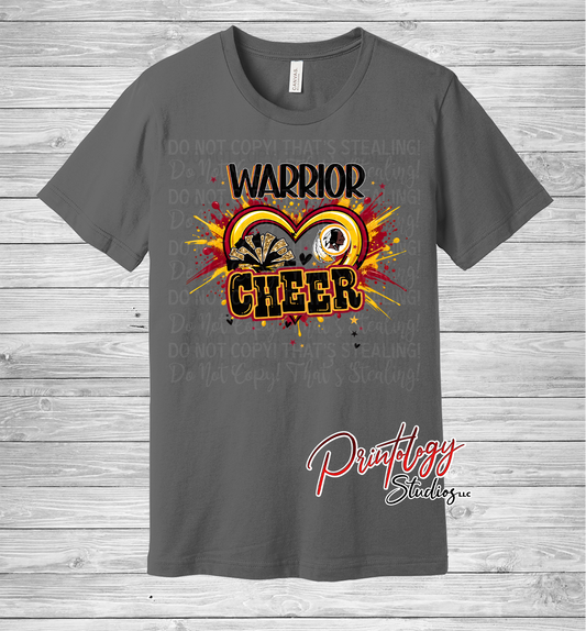 Warriors Splatter Heart Cheer Tee