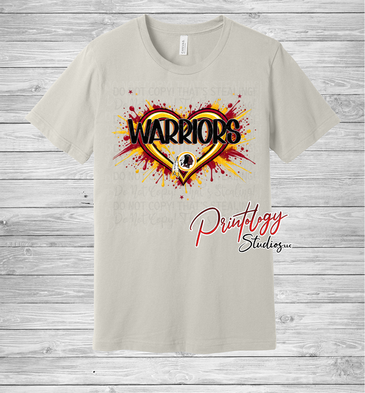 Warriors Splatter Heart Tee
