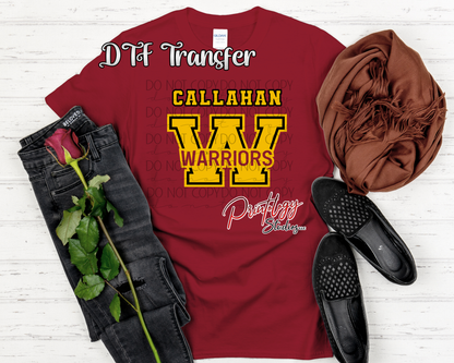 Callahan Warriors Block W – DTF Transfer