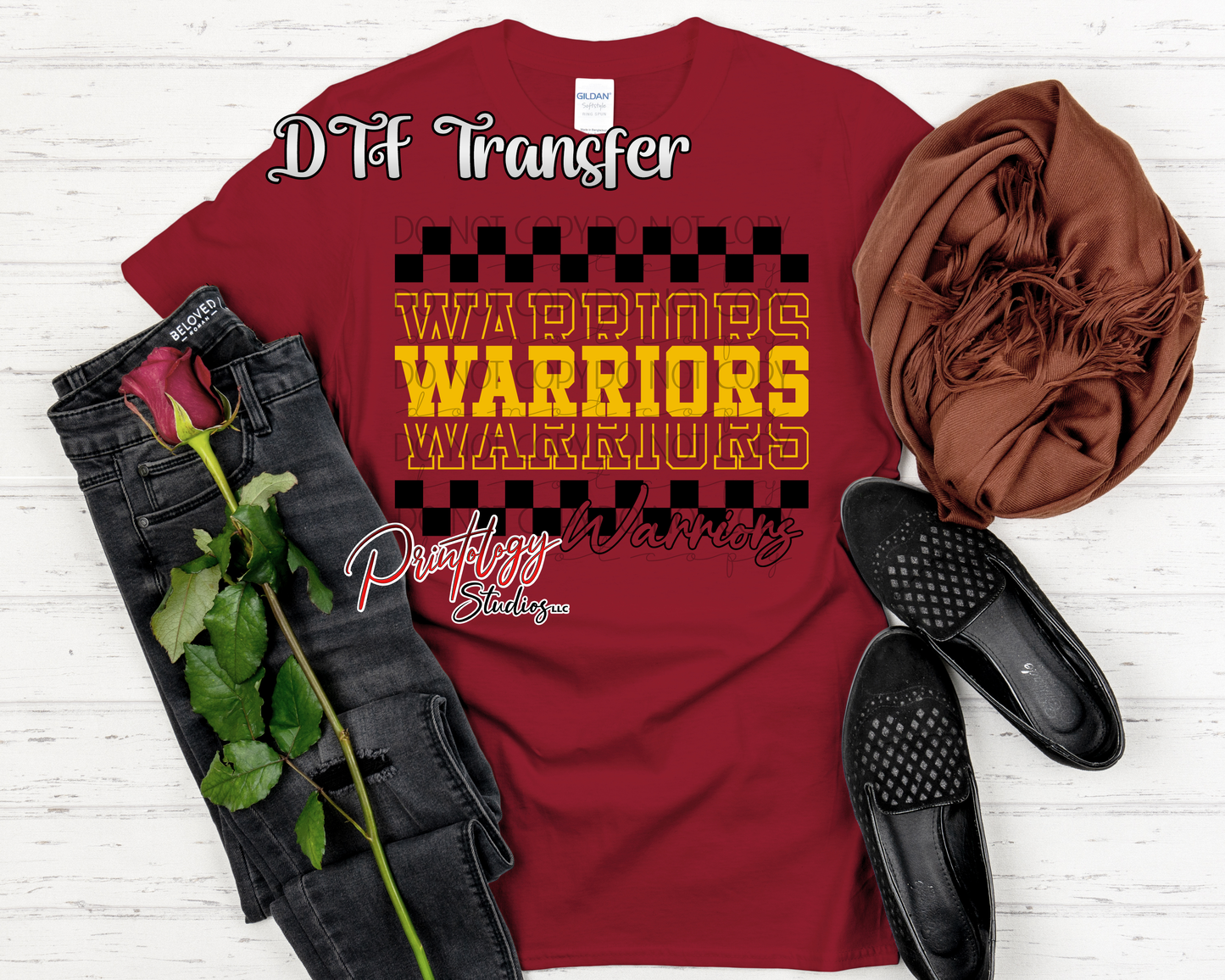 Warriors Checkerboard Repeat – DTF Transfer