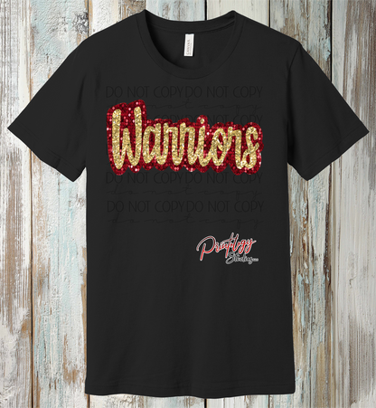 Warriors Glitter Script Tee