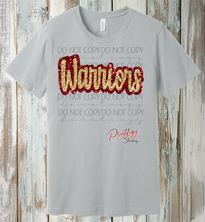 Warriors Glitter Script Tee
