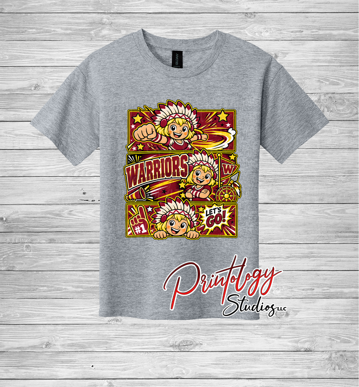 Youth Callahan Warriors - Blonde Haired Girl - Comic Style Tee