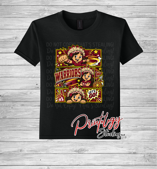 Youth Callahan Warriors - Brown Haired Girl - Comic Style Tee
