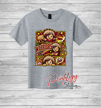 Youth Callahan Warriors - Brown Haired Girl - Comic Style Tee