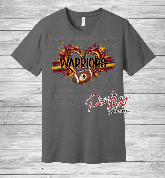 Warriors Football Heart With Logo