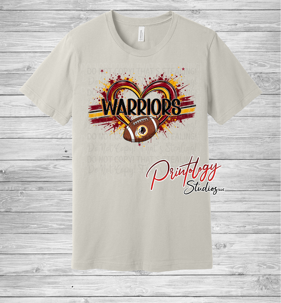 Warriors Football Heart With Logo