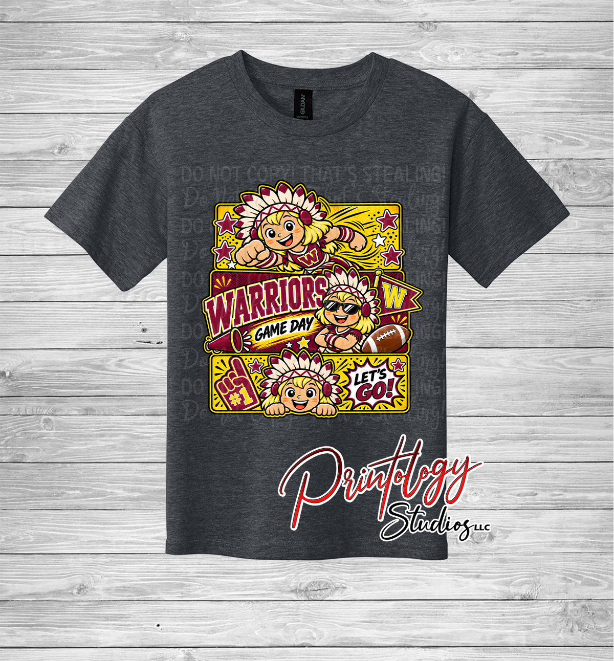 Youth Callahan Little Warriors Game Day- Blonde Haired Girl Comic Style Tee