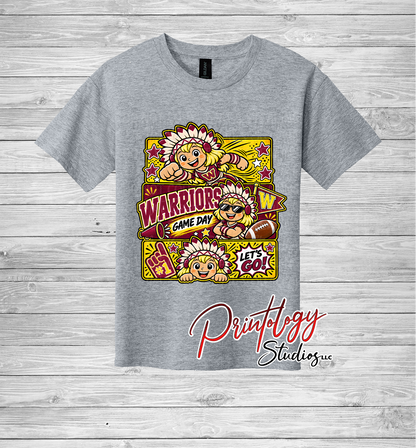 Youth Callahan Little Warriors Game Day- Blonde Haired Girl Comic Style Tee