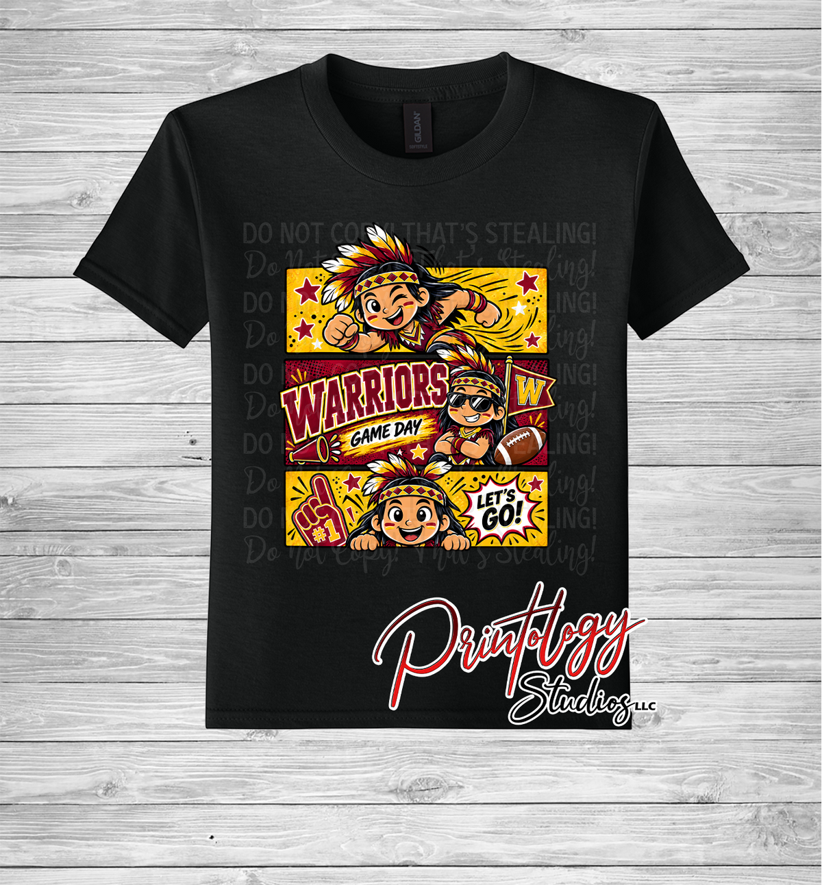 Youth Callahan Little Warriors Game Day- Boy Comic Style Tee