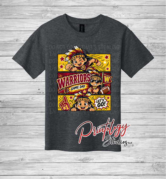 Youth Callahan Little Warriors Game Day- Boy Comic Style Tee