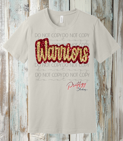 Warriors Glitter Script Tee