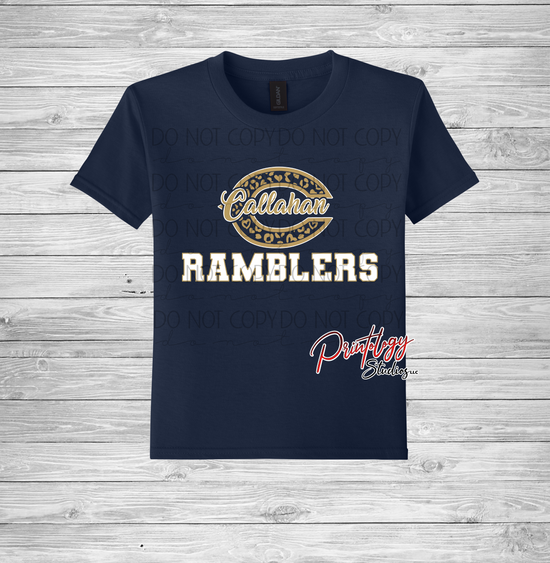 Youth Callahan Ramblers Leopard C Heart Tee