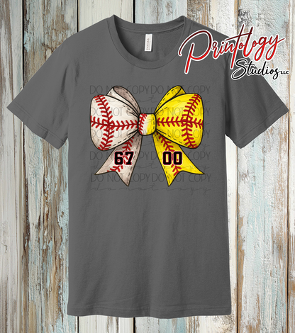 Custom Baseball & Softball Bow Shirt | Personalized Sports Mom Tee