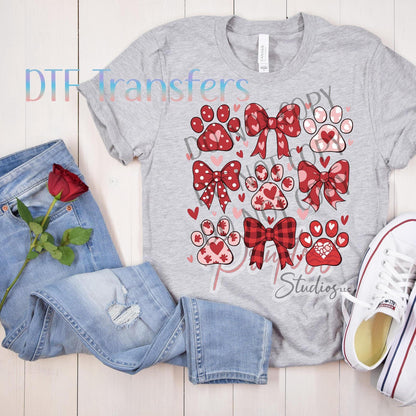 Dog Paw Valentine Coquette Transfer