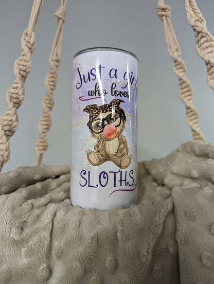 “Just a Girl Who Loves Sloths” 15oz Tumbler