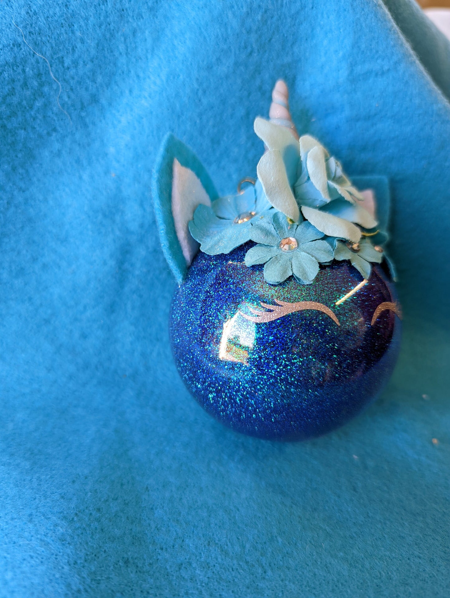 Handmade Blue Unicorn Ornament