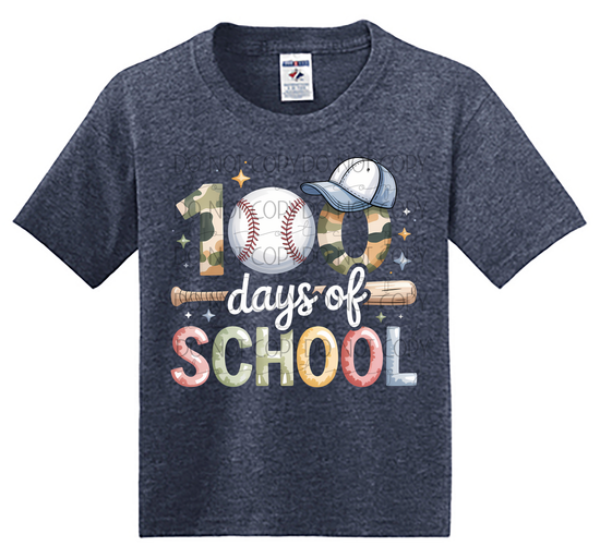 Youth 100 Days of School Baseball Shirt