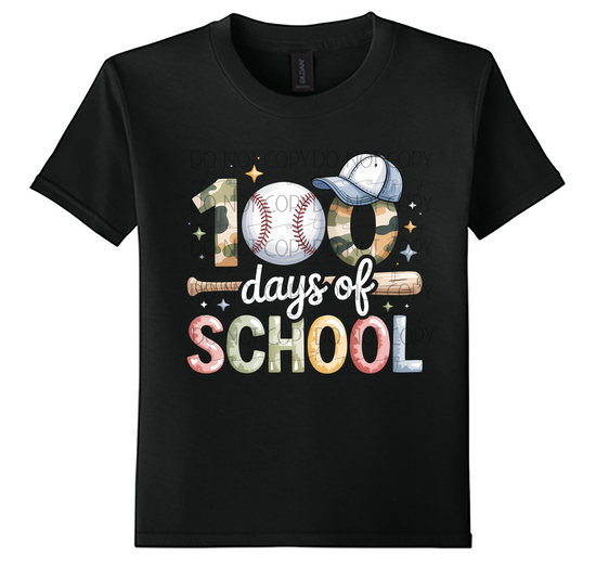 Youth 100 Days of School Baseball Shirt