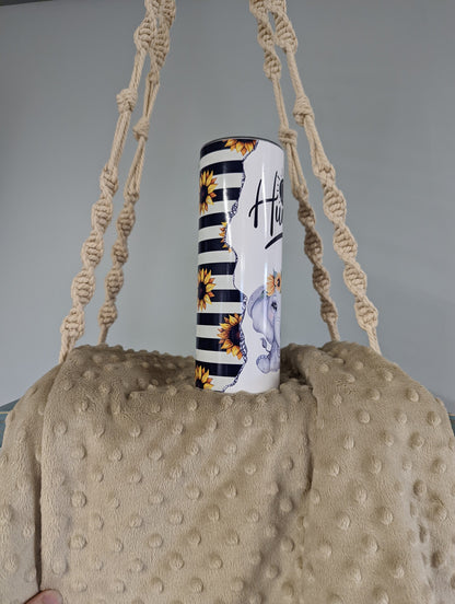 Stay Humble Sunflower Elephant Tumbler – 20oz Skinny Stainless Steel Cup