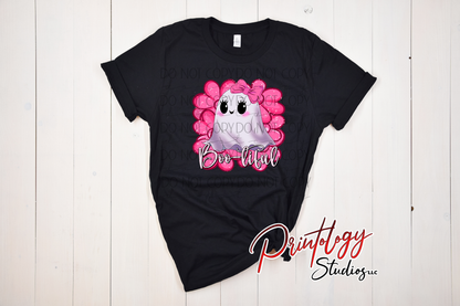 Boo-tiful" Pink Ghost DTF Transfer – Cute & Girly Halloween Transfer