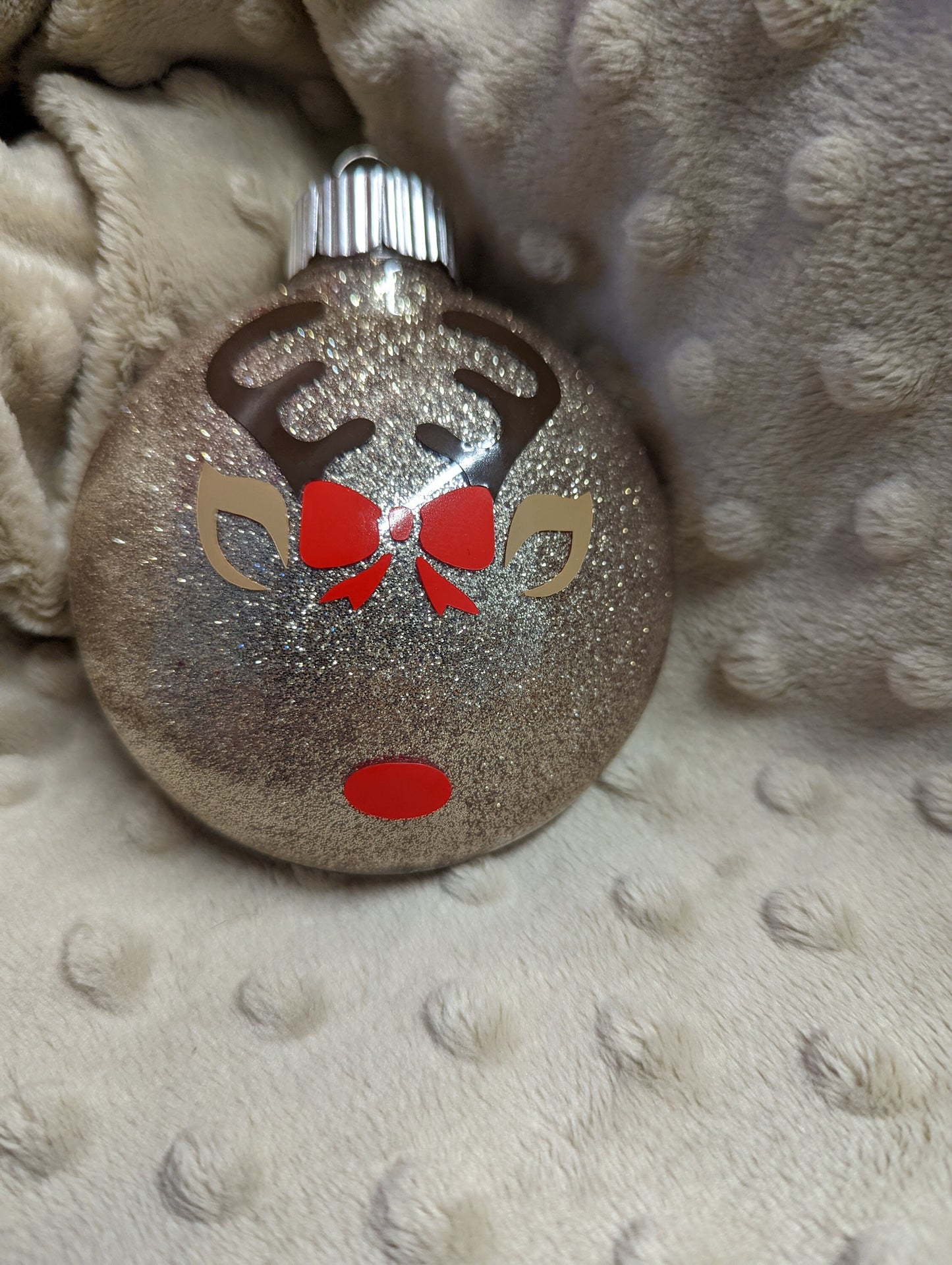 Personalized Reindeer Christmas Ornament – Glitter Holiday Ornament