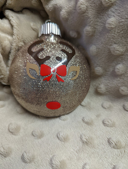 Personalized Reindeer Christmas Ornament – Glitter Holiday Ornament