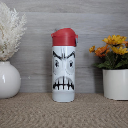 12oz Pop Top Kids Tumbler – Angry Cartoon Face Design