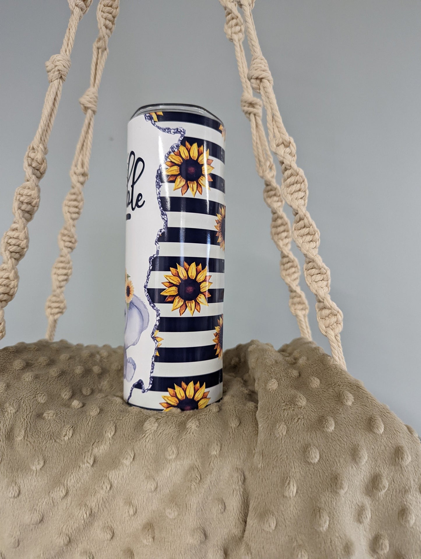 Stay Humble Sunflower Elephant Tumbler – 20oz Skinny Stainless Steel Cup