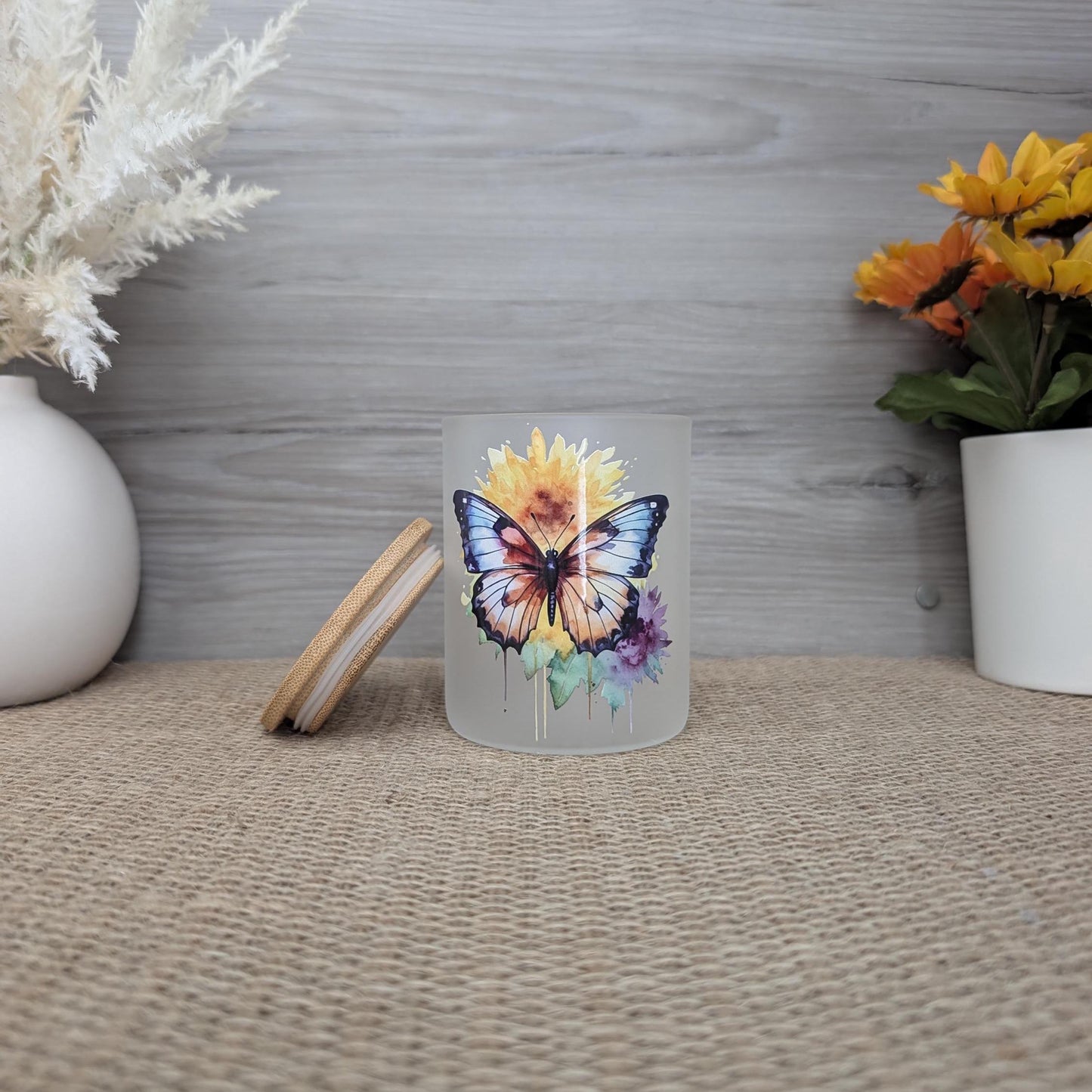 Butterfly Design Glass Candle Holder With Tea Light Candle