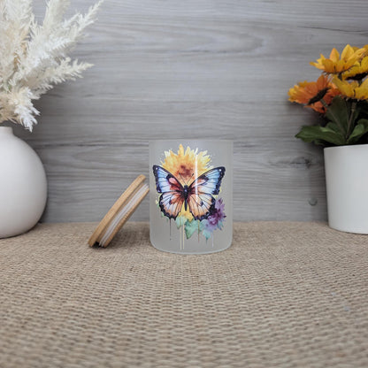 Butterfly Design Glass Candle Holder With Tea Light Candle