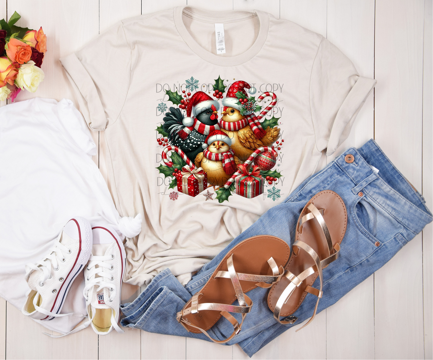 Christmas Chickens DTF Transfer