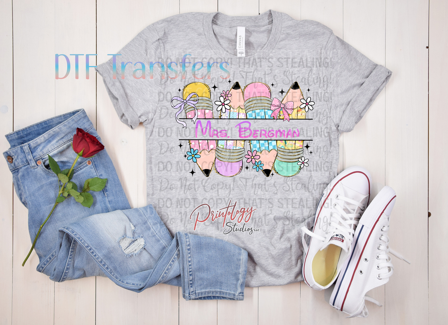 Pencil Teacher DTF Transfer-Personalized