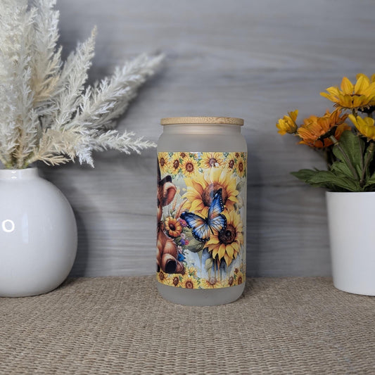 Cowboy Highland Cow 16oz Frosted Glass Can