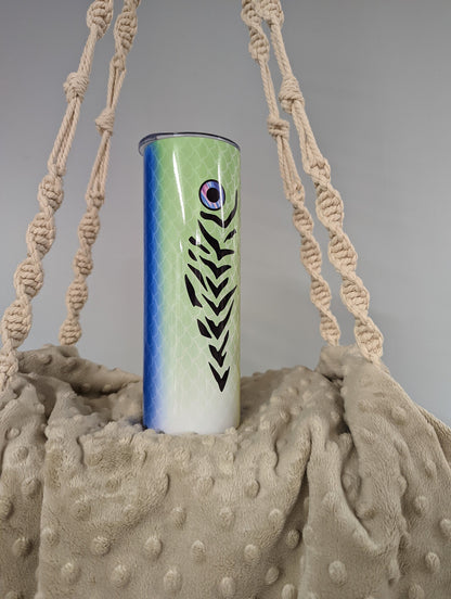 Fish Scale Tumbler – Lure-Inspired Green Gradient with Eye and Scale Detail