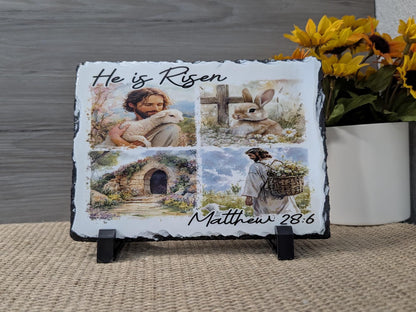 He Is Risen – Matthew 28:6 Resurrection Slate Sign