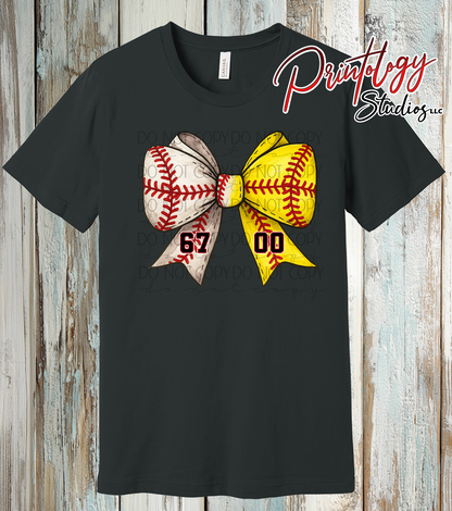 Custom Baseball & Softball Bow Shirt | Personalized Sports Mom Tee