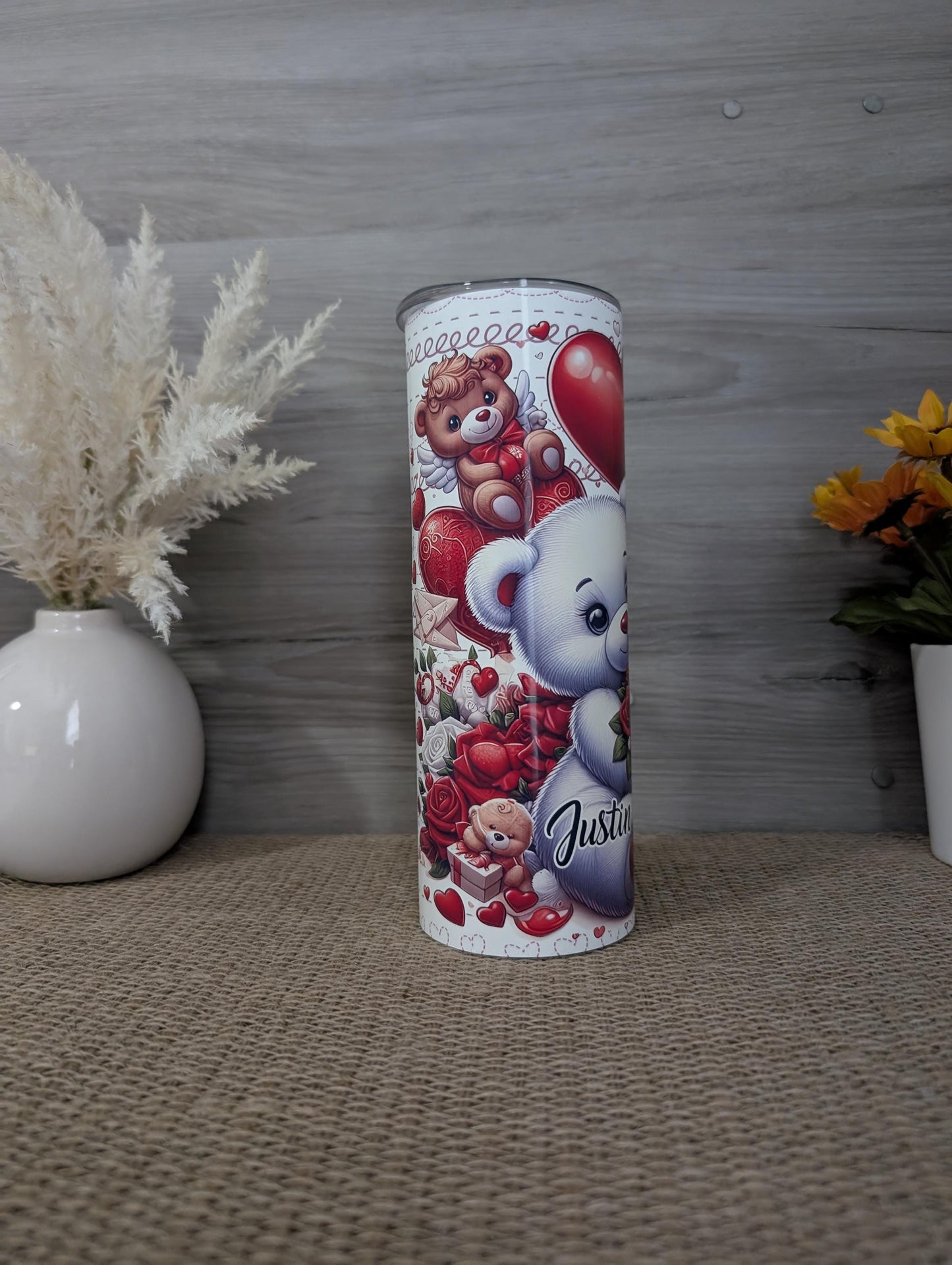 Personalized Teddy Bear Valentine Tumbler