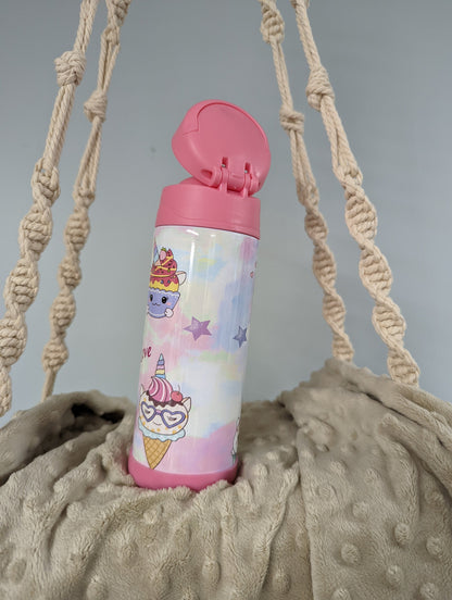 Personalized Kids Pop-Top Tumbler – Unicorn Cake Design with Straw Lid