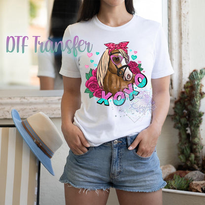 Horse Transfer, Valentines Day Horse DTF