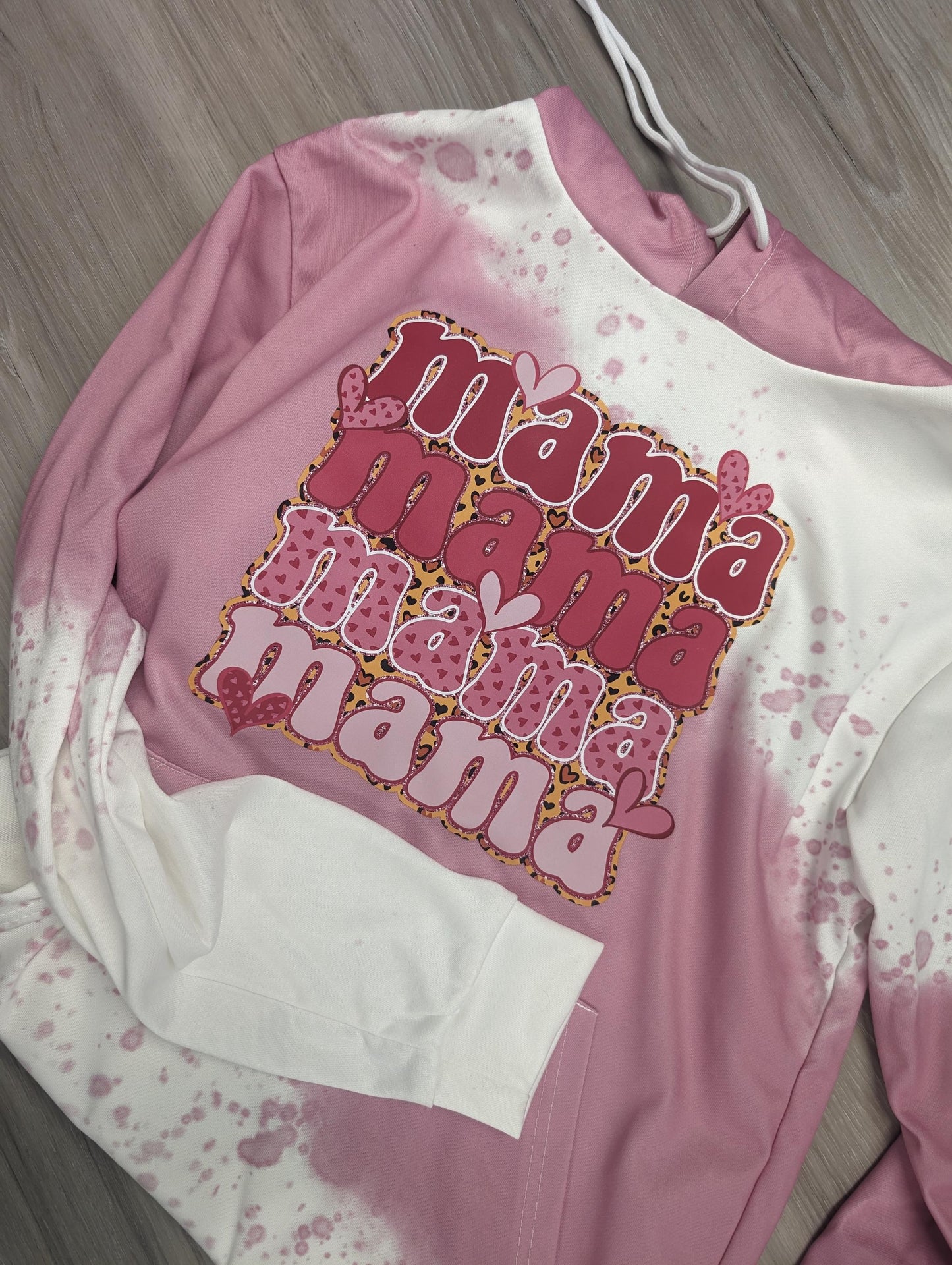 Mama Valentine Hoodie – Pink Bleach-Style Sweatshirt