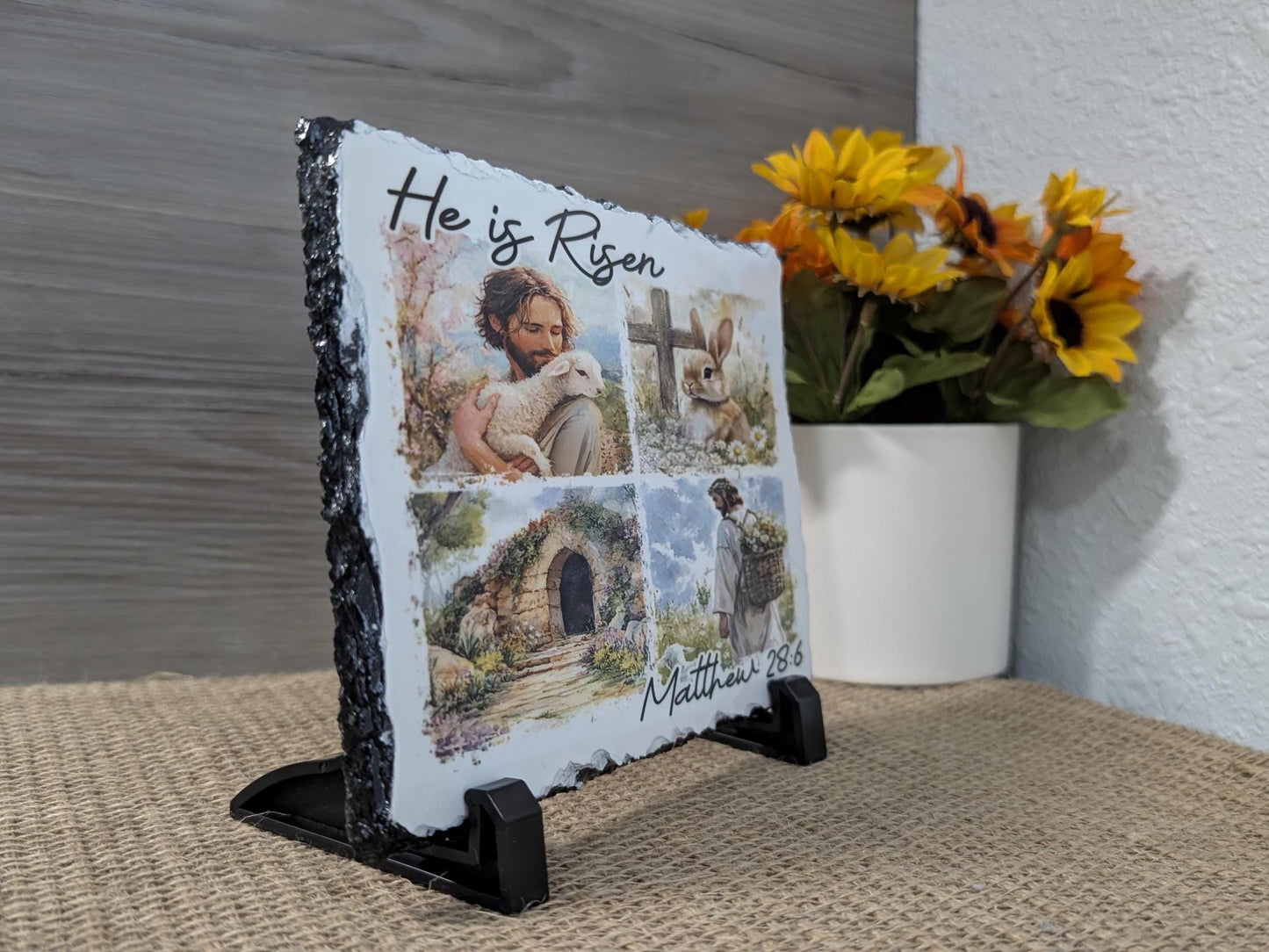 He Is Risen – Matthew 28:6 Resurrection Slate Sign