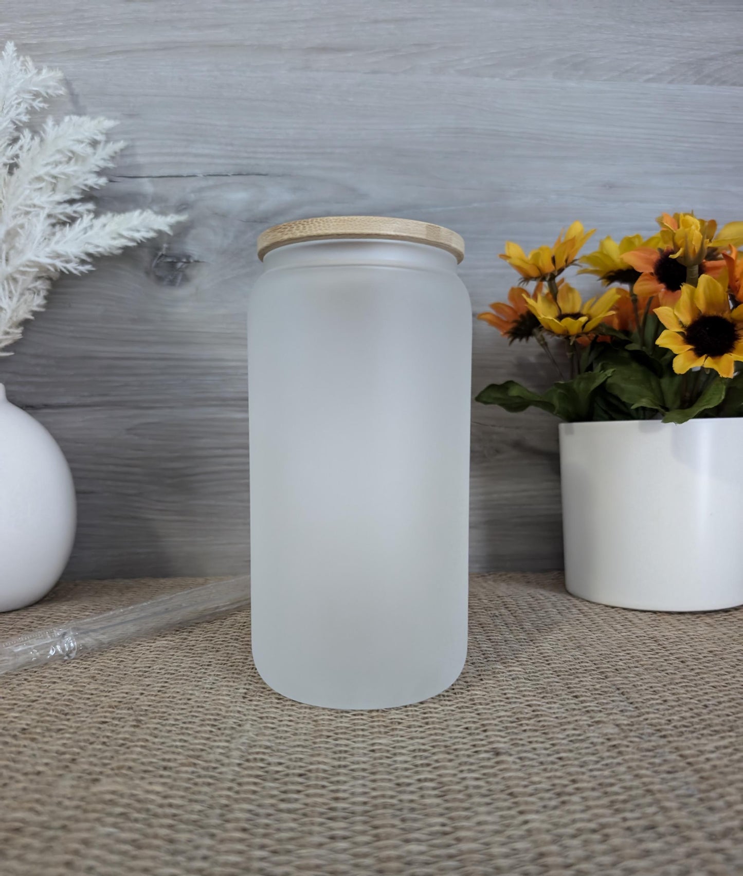 Frosted Teacher-Themed Glass Can