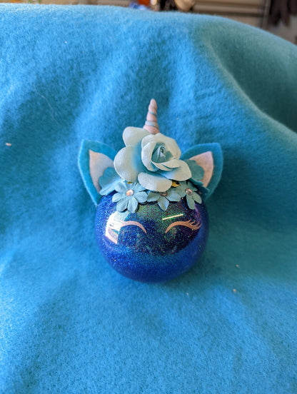 Handmade Blue Unicorn Ornament
