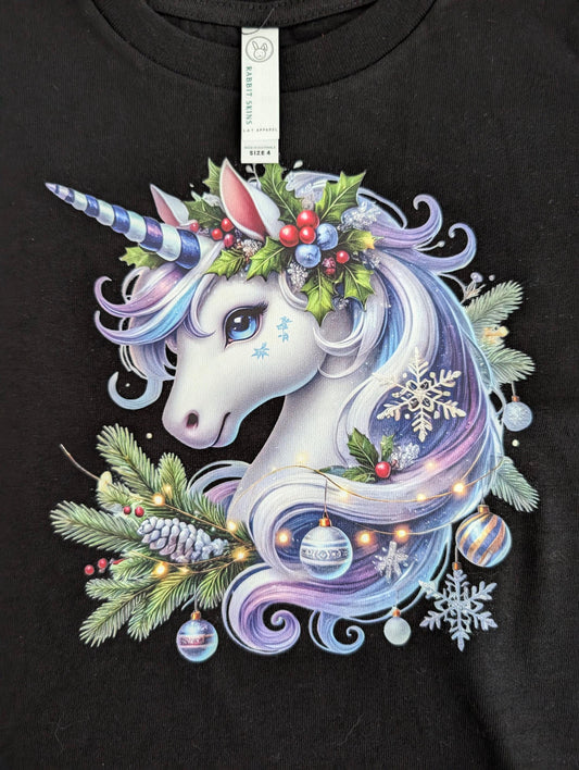 Christmas Unicorn Kids Shirt - Size 4